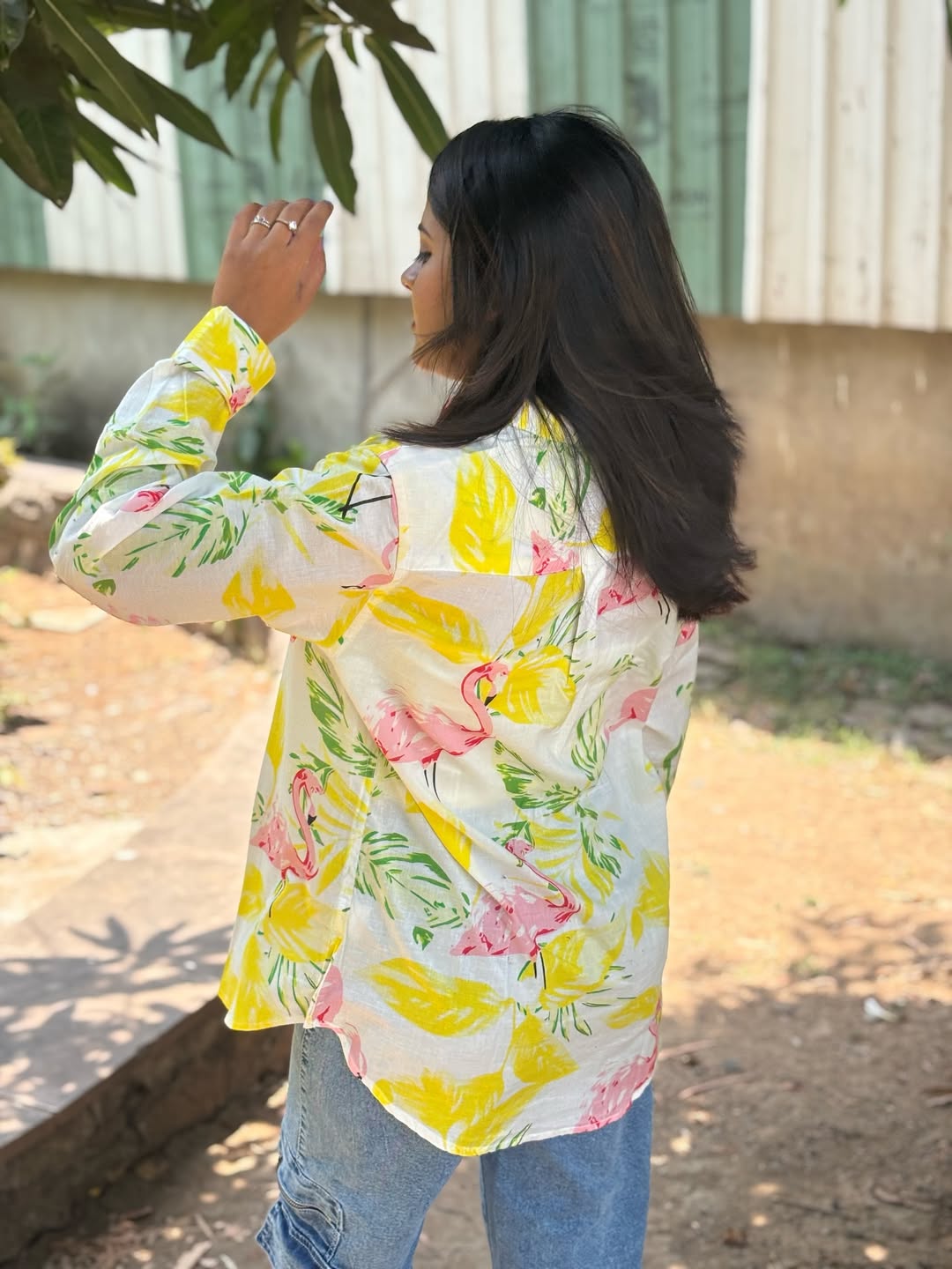 White-Yellow Flamingo Shirt