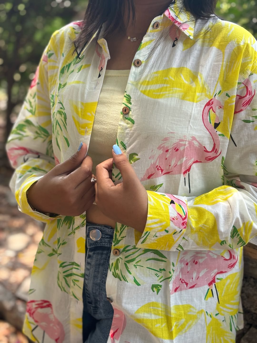 White-Yellow Flamingo Shirt
