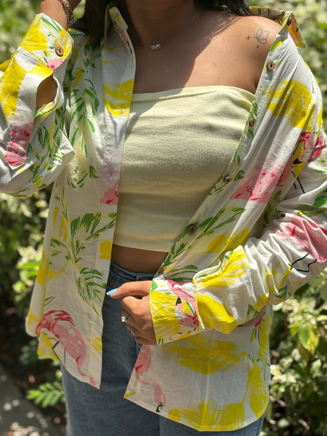 White-Yellow Flamingo Shirt