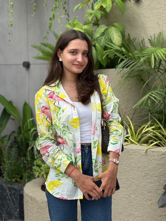 White-Yellow Flamingo Shirt
