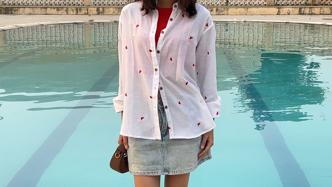 Hearts Embroidered Shirt