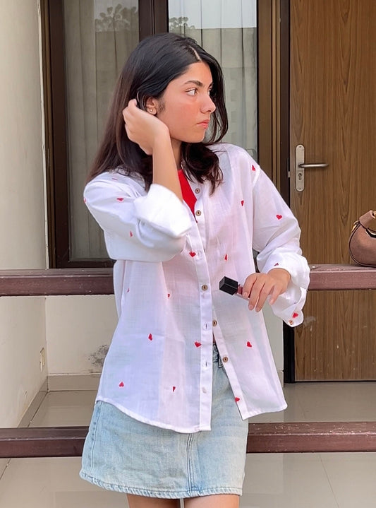 Hearts Embroidered Shirt