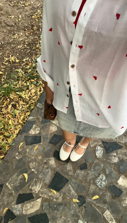 Hearts Embroidered Shirt
